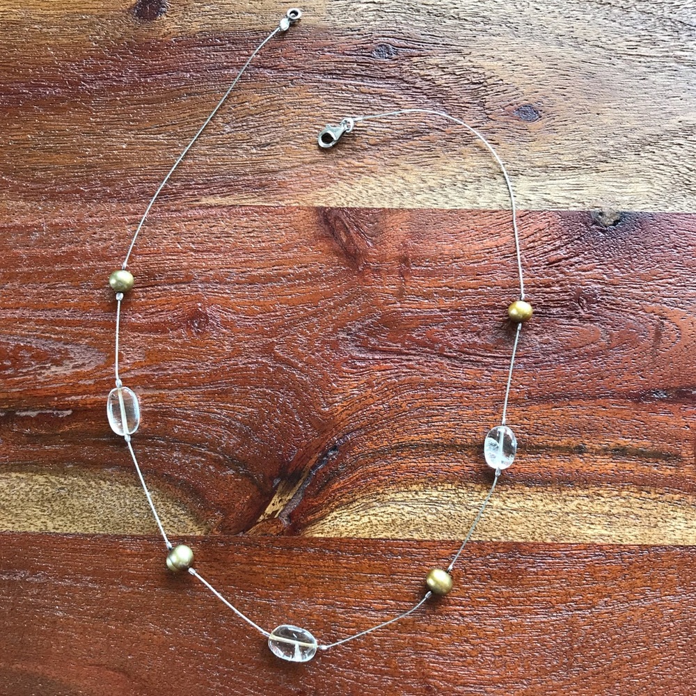 Silpada Necklace Bronze Clear Beads 16 Inches